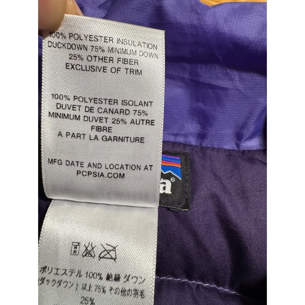 Patagonia Down Sweater Vest Girls Large Purple Quilted Puffer Full Zip 68226FA14
